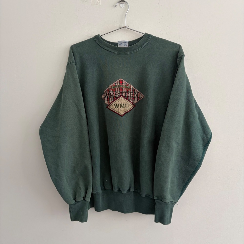 MV Sport Western Michigan University WMU Pro Weave Sweatshirt Green Large